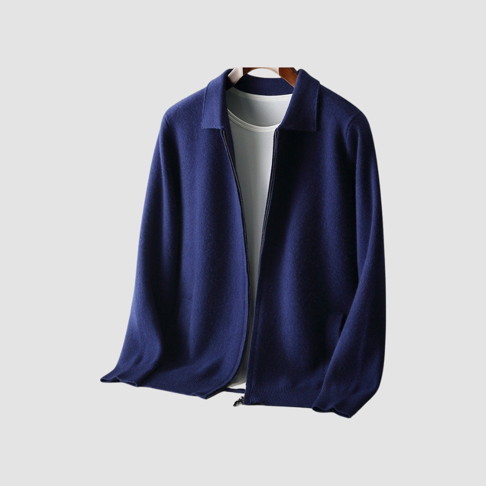 Old Money Woolen Cashmere Lapel Collar Cardigan