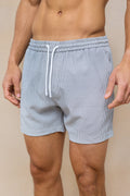 Vittorio Seersucker Swim Short - Black/White