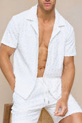 Fontana Flocked Towelled Shirt - Ecru