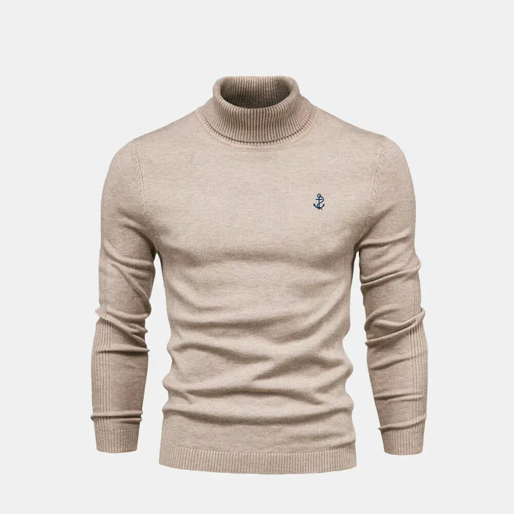 Turtleneck Cable-Knit Wool Knit Sweater
