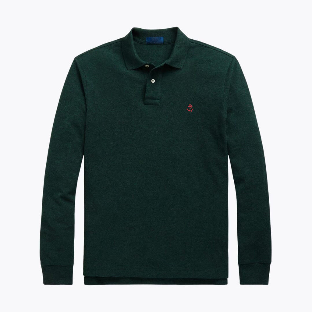 Mesh Long-Sleeve Polo Shirt
