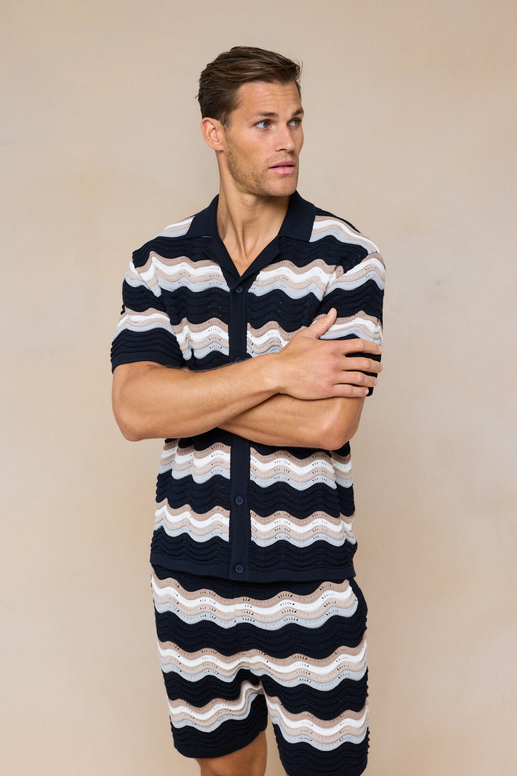 Primavera Crochet Knit Shirt - Black/Brown