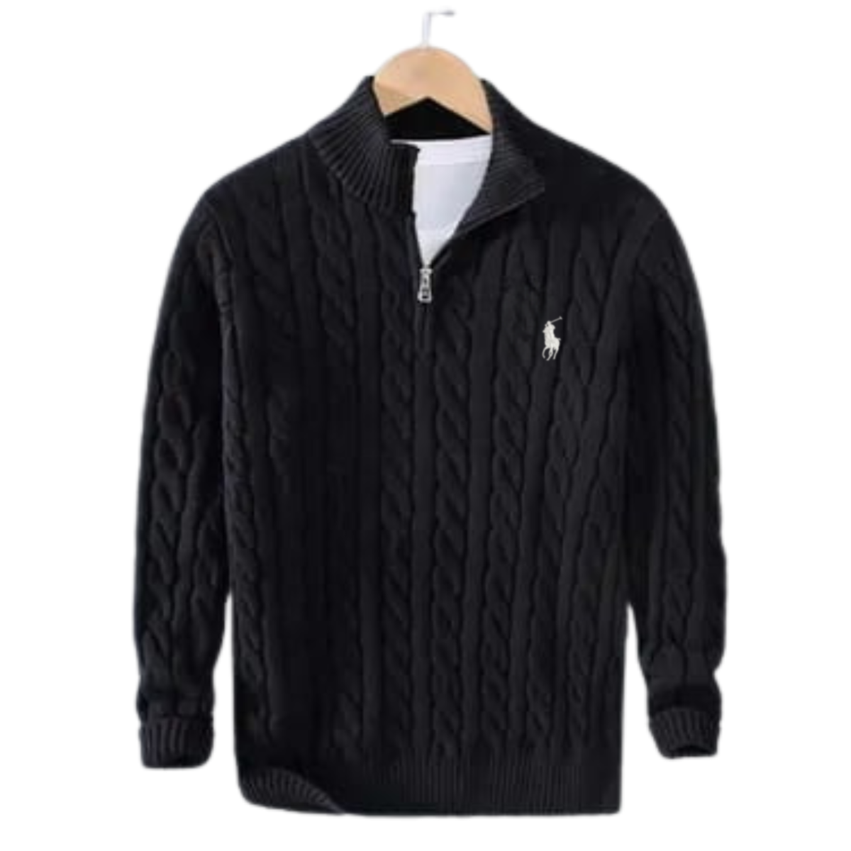 Men's Premium Cable Knit Quarter-Zip Sweater - Clearance Sale