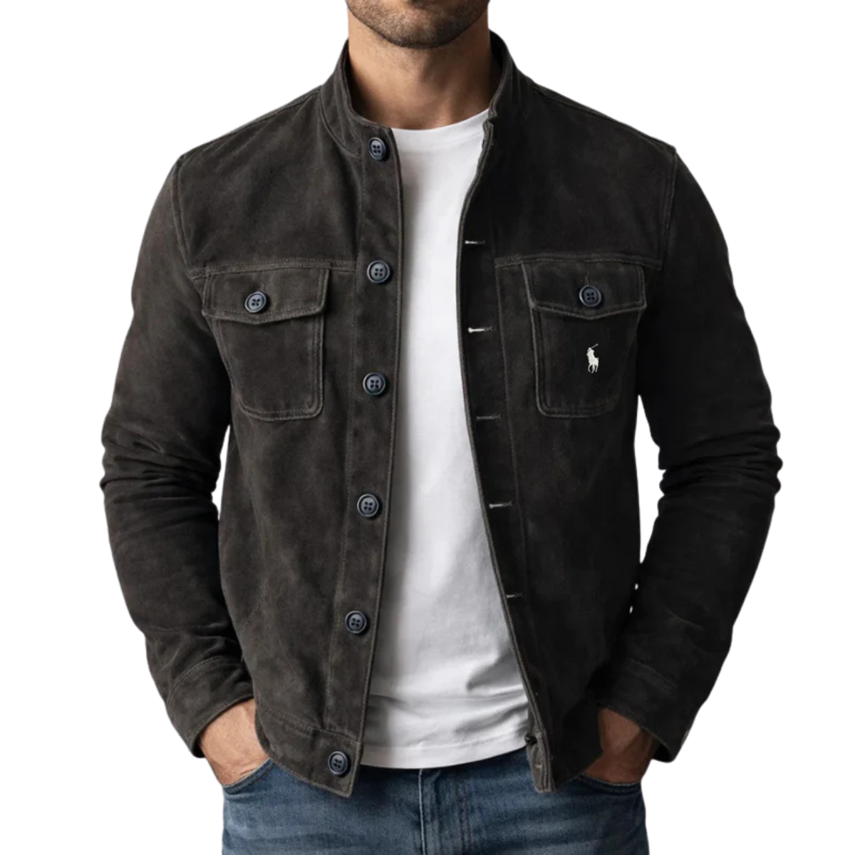 Classic Suede-Style Button Jacket - Clearance Sale