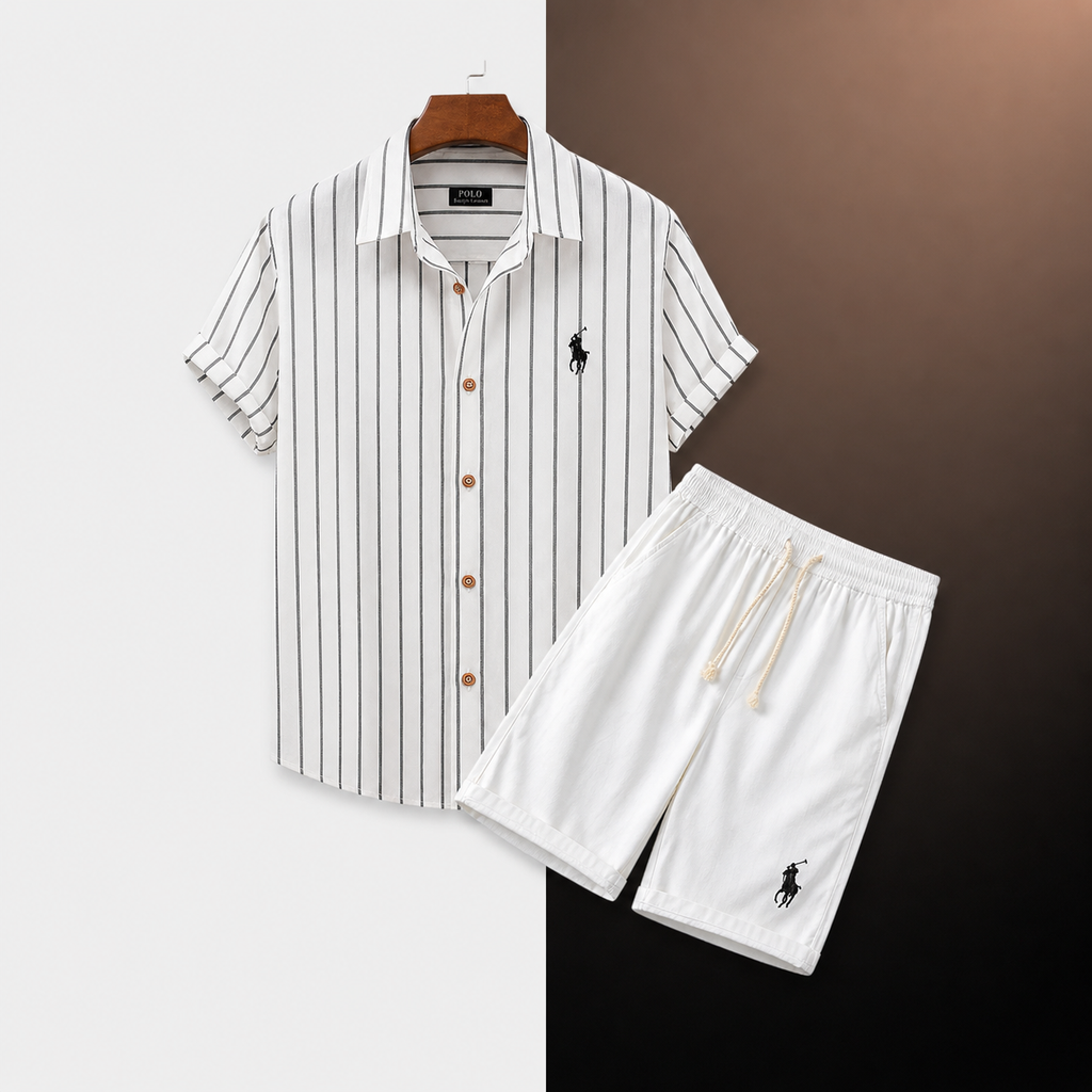 Relaxed Fit Striped Shirt and Shorts Set