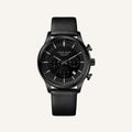 Men's Black Leather Watch - Luxemiro