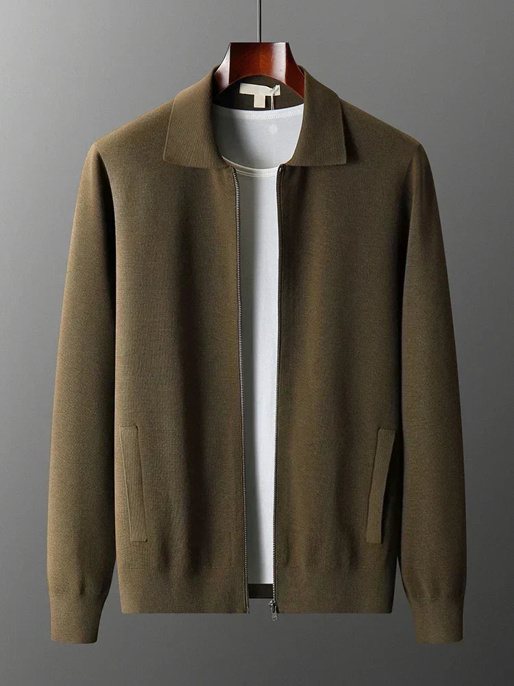 Old Money Men’s Cashmere Knitted Zip-Through Jacket