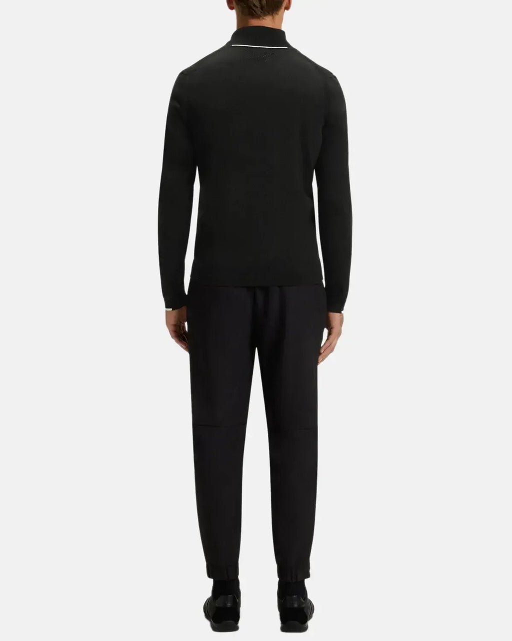 BOSS K-EVERX 1/4 ZIP COTTON KNIT BLACK