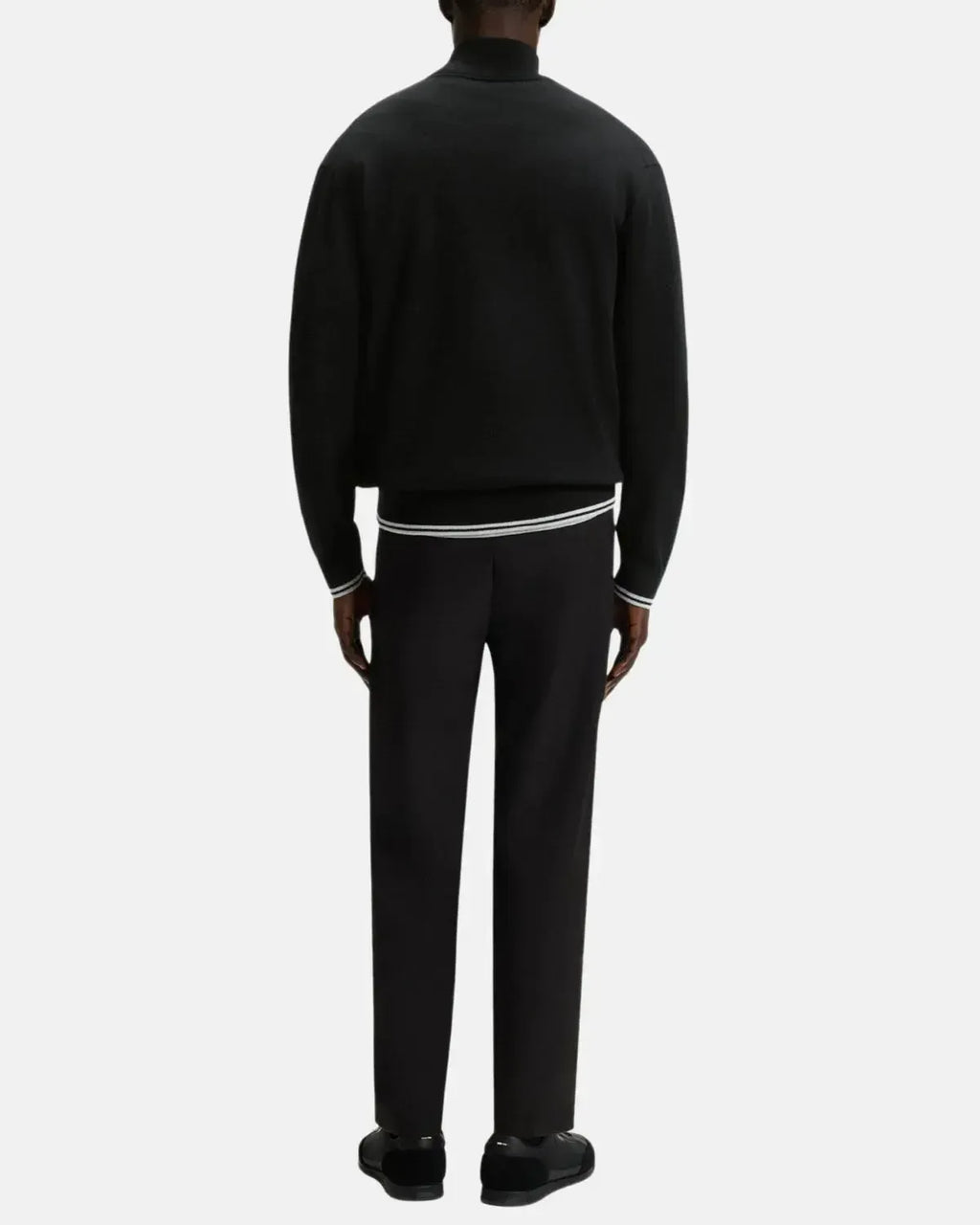 BOSS K-ZONE STRIPE DETAIL 1/4 ZIP KNIT BLACK