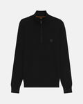 BOSS KANOBIX 1/4 ZIP COTTON CASHMERE KNIT BLACK
