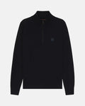 BOSS KANOBIX 1/4 ZIP COTTON CASHMERE KNIT DARK BLUE
