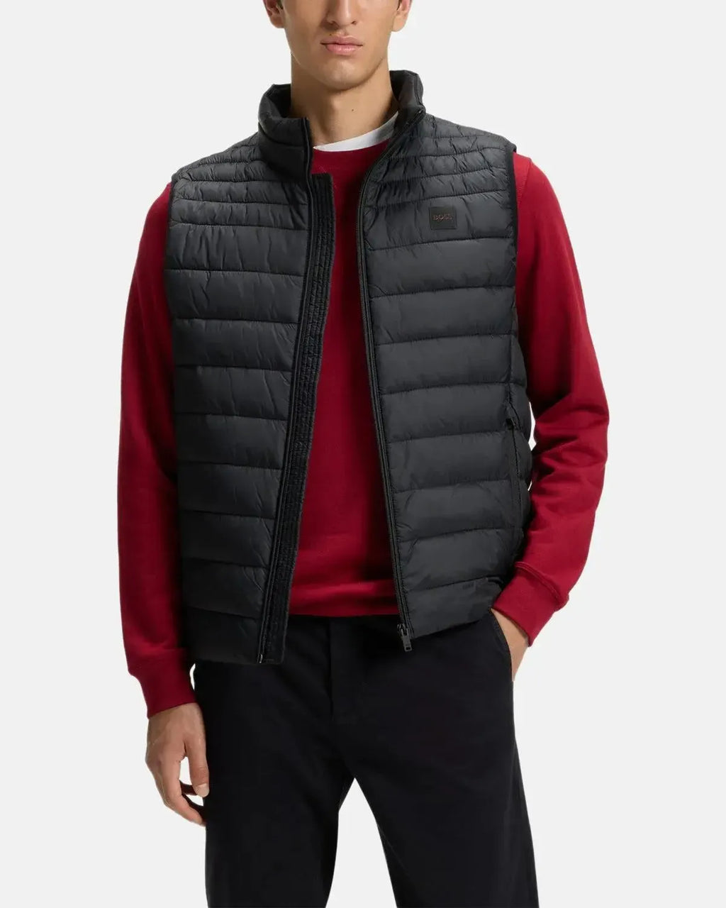 BOSS ODEN SLIM FIT PACKABLE GILET BLACK