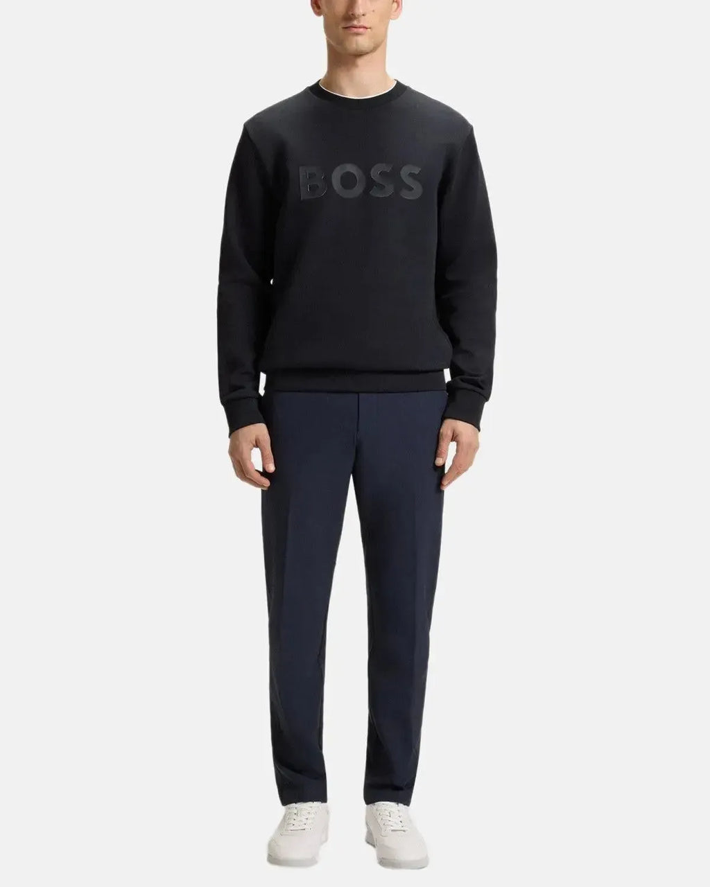 BOSS SALBO SANDWICH LOGO SWEATSHIRT DARK BLUE