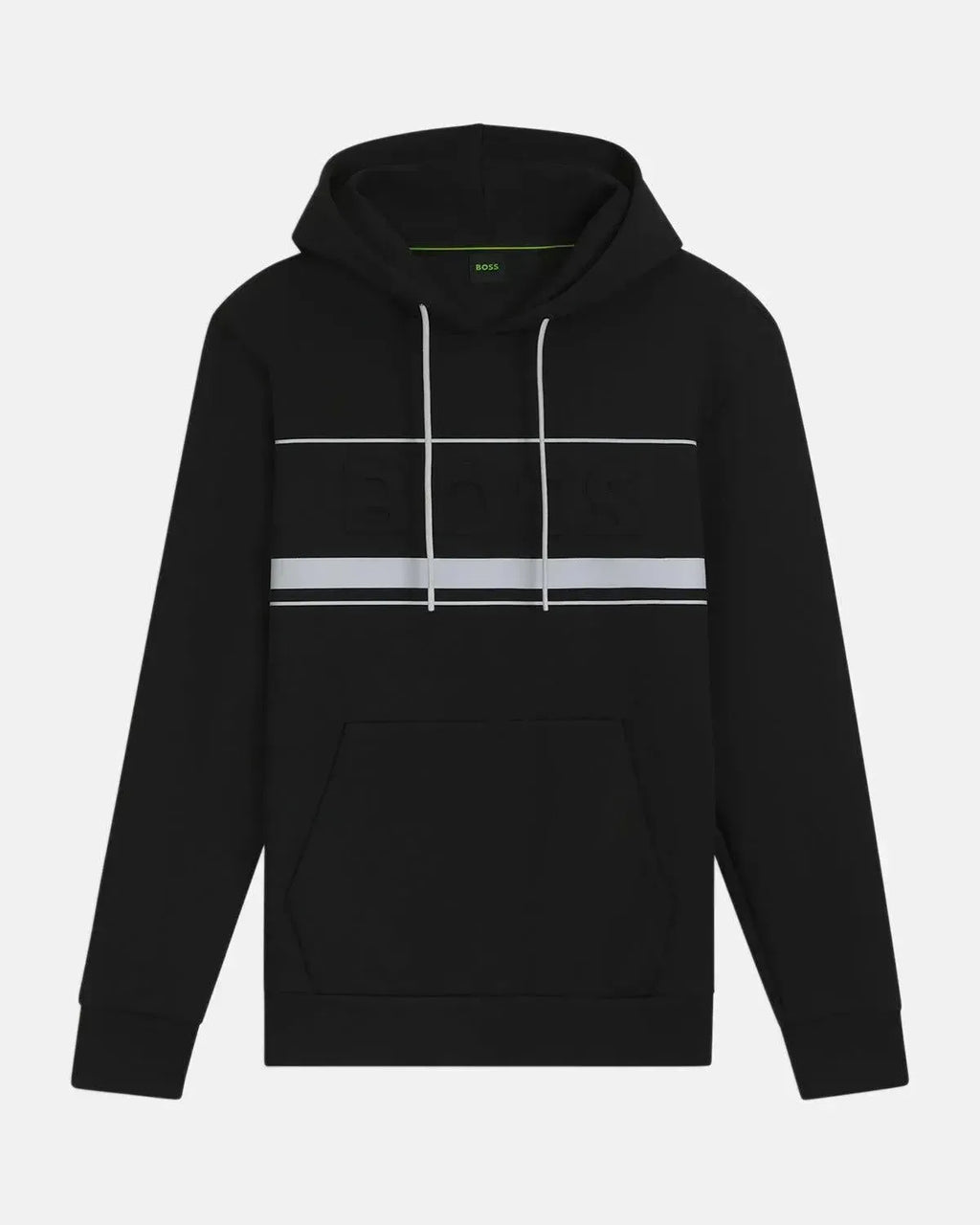 BOSS SOODY ZONE EMBOSSED LOGO HOODIE BLACK