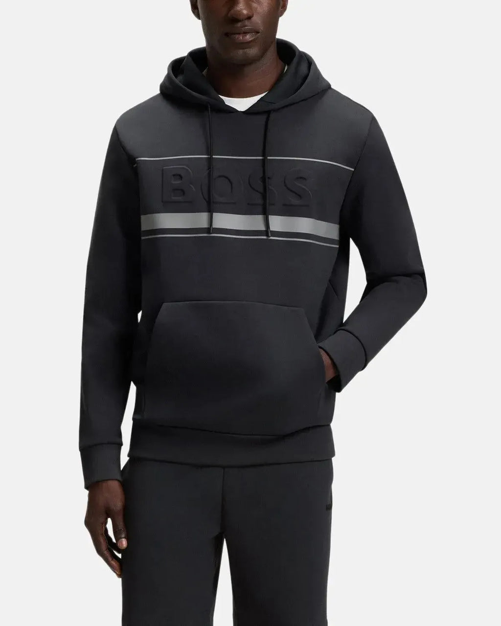 BOSS SOODY ZONE EMBOSSED LOGO HOODIE DARK BLUE