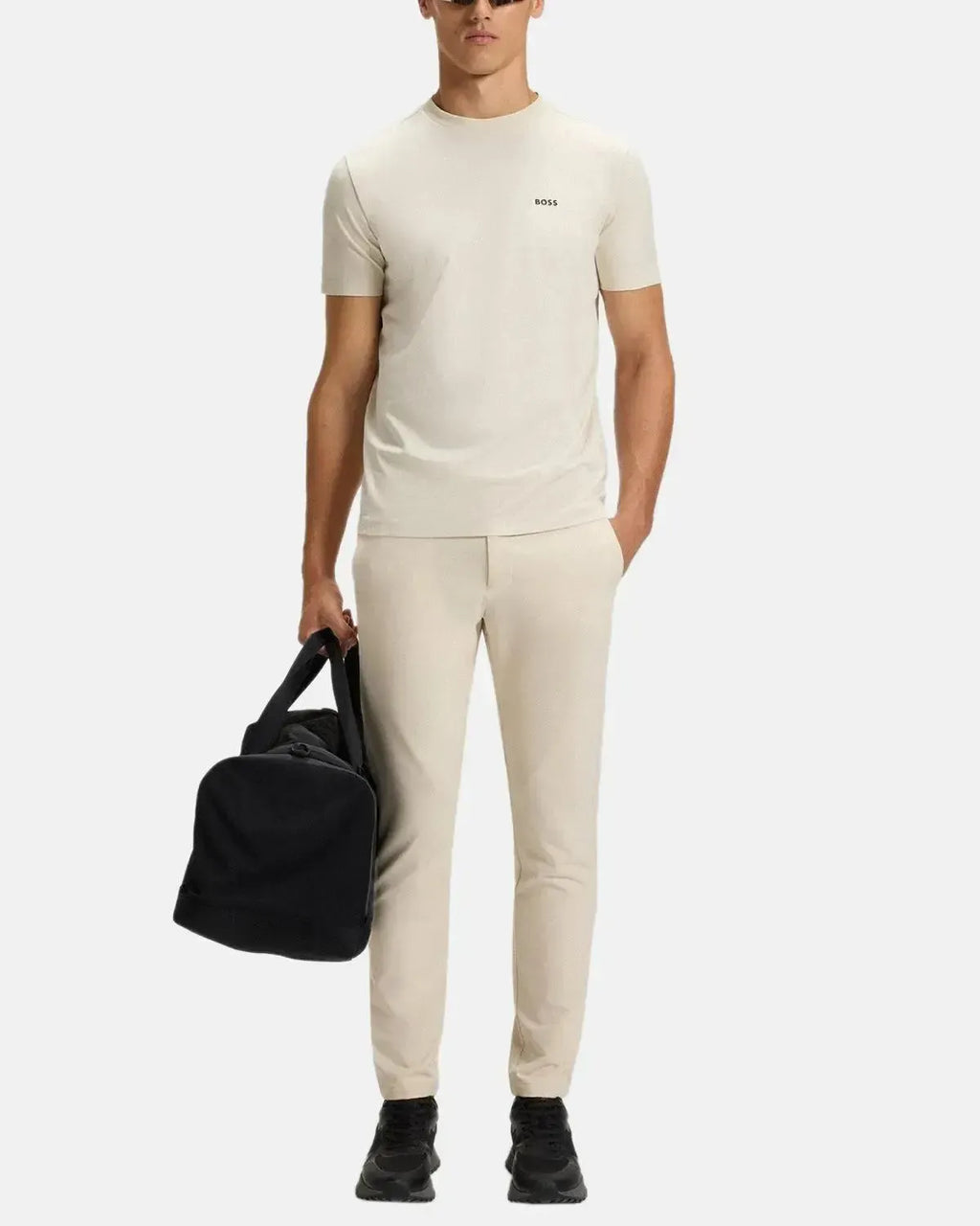 BOSS STRETCH COTTON LOGO T-SHIRT NATURAL