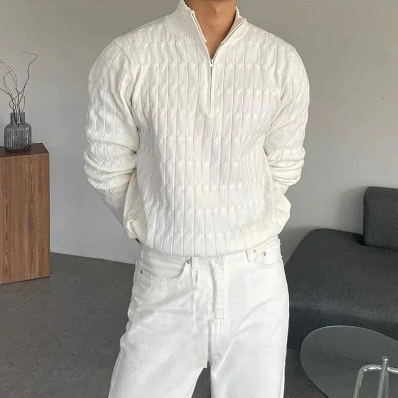 Zipped White Sweater