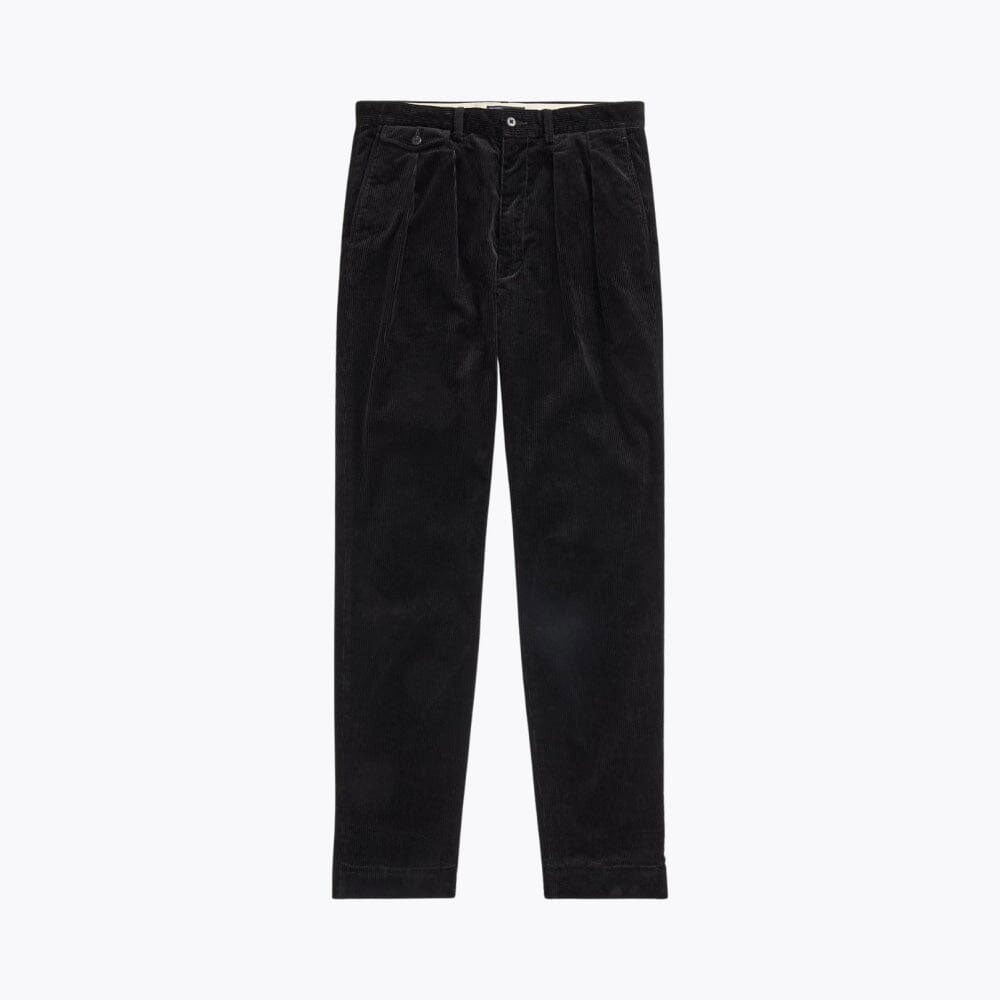 Relaxed Fit Pleated Cotton Corduroy Pants
