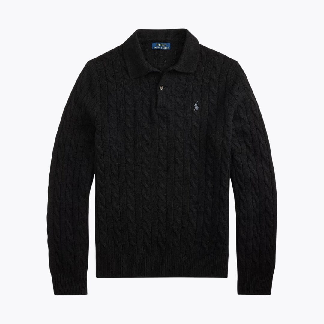 Wool-Cashmere Button-Collar Sweater