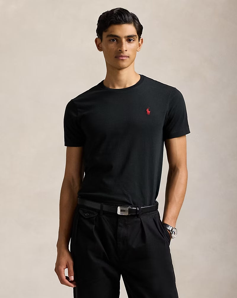 Slim Fit Cotton Crewneck T-Shirt Black