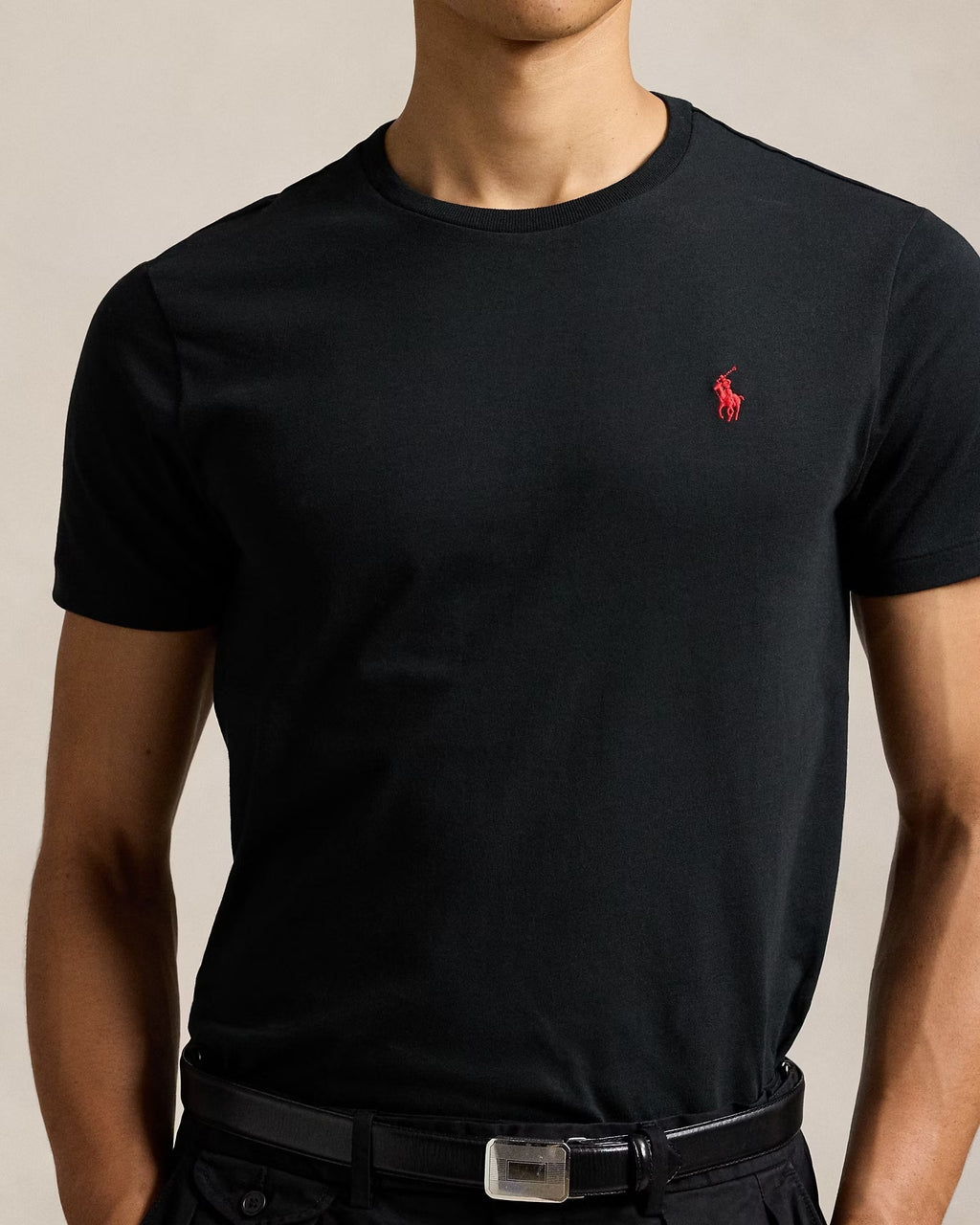 Slim Fit Cotton Crewneck T-Shirt Black