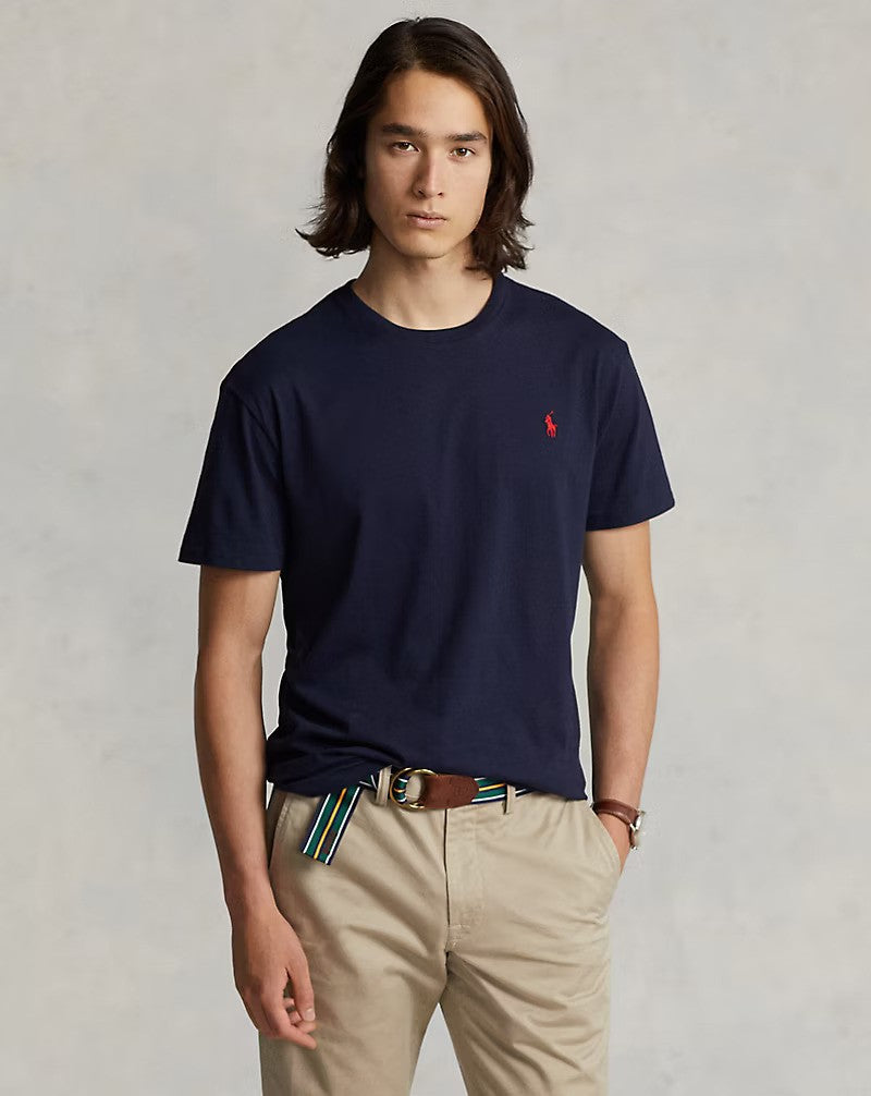 Slim Fit Cotton Crewneck T-Shirt Navy blue