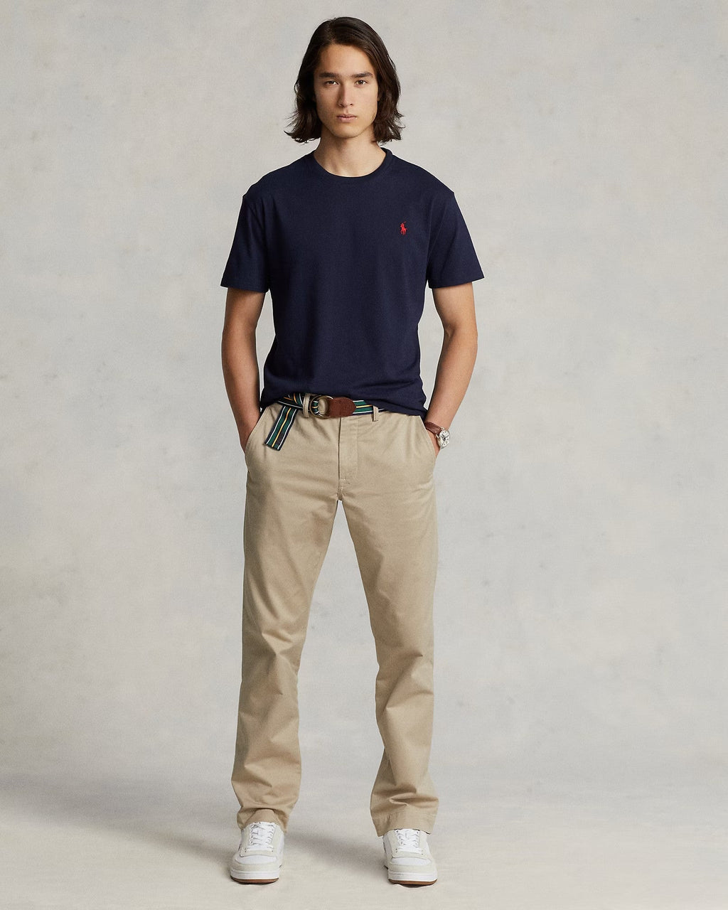 Slim Fit Cotton Crewneck T-Shirt Navy blue