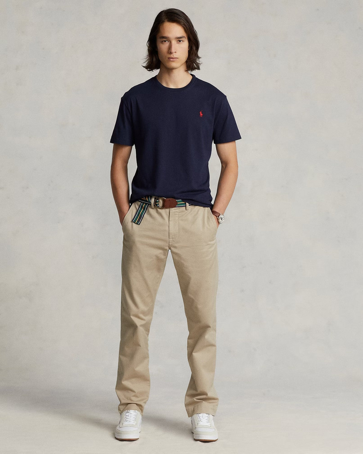 Slim Fit Cotton Crewneck T-Shirt Navy blue