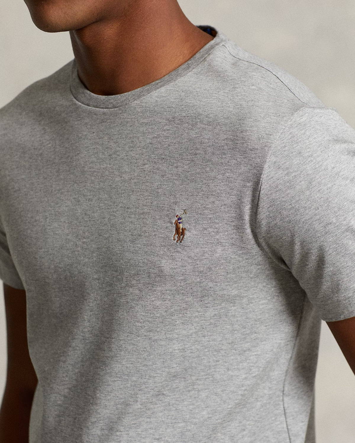 Slim Fit Cotton Crewneck T-Shirt Gray