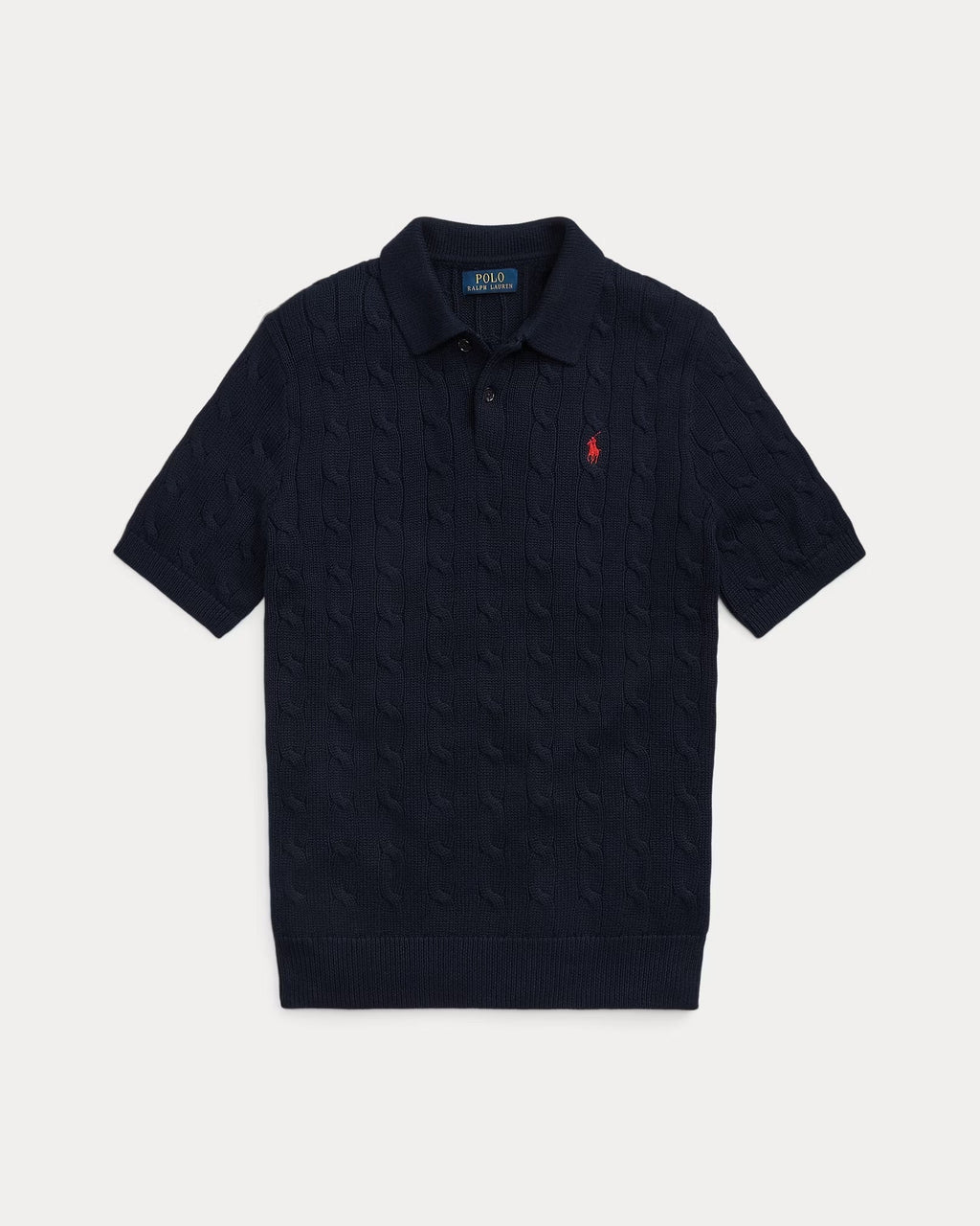Cable-Knit Cotton Polo-Collar Jumper
