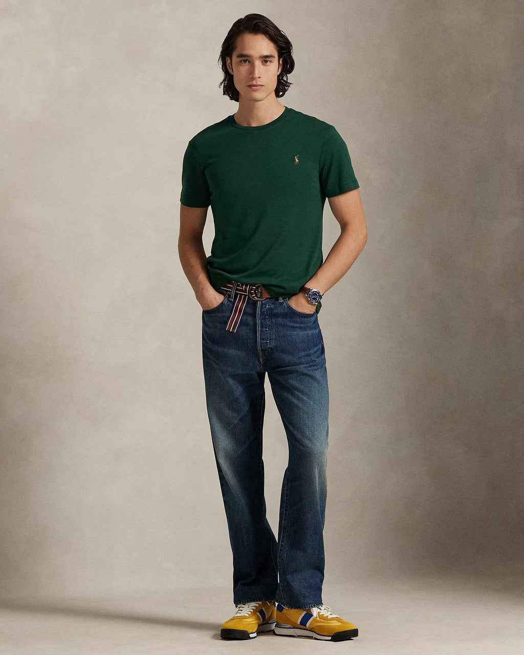 Slim Fit Cotton Crewneck T-Shirt Green